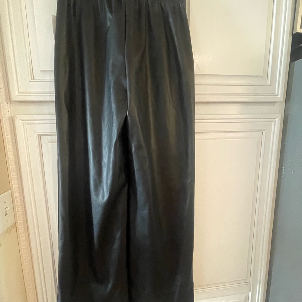 Bar III Size S Vegan Leather Black Wide Leg Pants - Picture 7 of 7